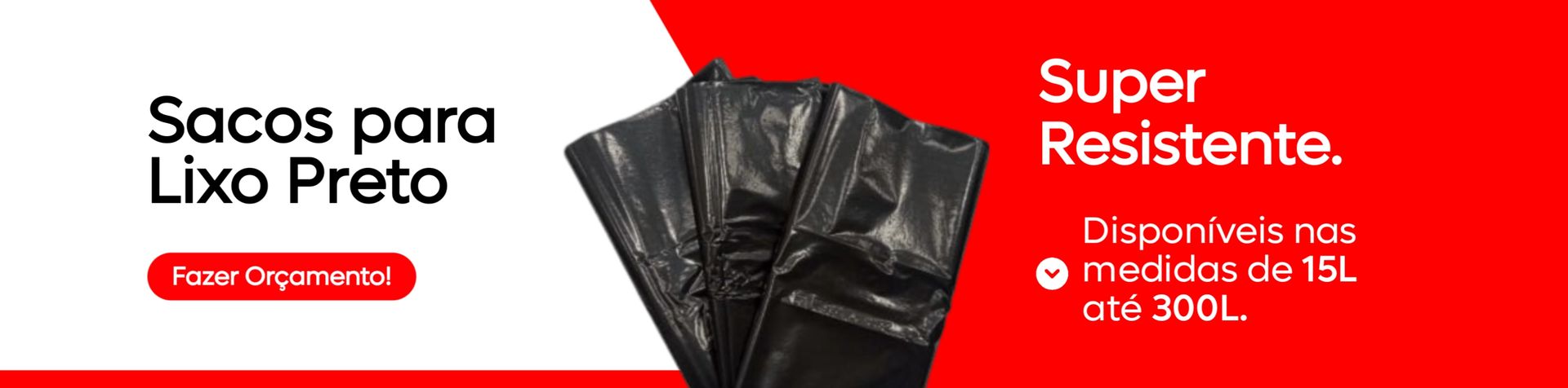 Sacos para lixo preto super resistentes, de 15 L até 300 L